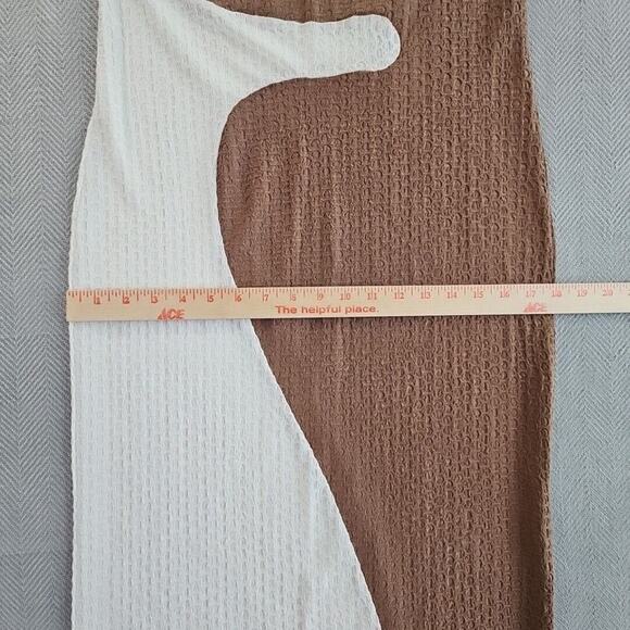 Cider Maxi Waffle Sun Dress Women's Size XL NWT Boat Neck Color Block Beige - Picture 9 of 11